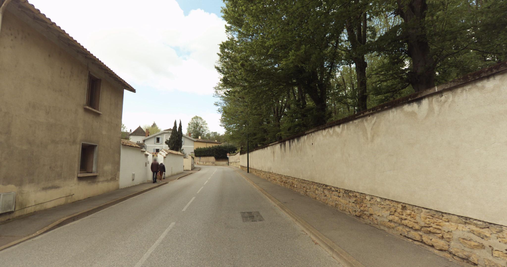 Vue de la rue du spot Parc de Haute-Claire, Chemin des Grands Moulins